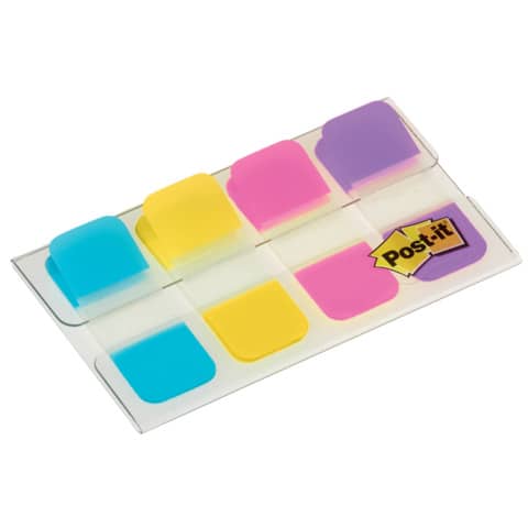 Segnapagina removibili Post-it® Index Strong Mini con dispenser - 4 blocchetti da 10 ff - turchese-giallo-rosa-viola
